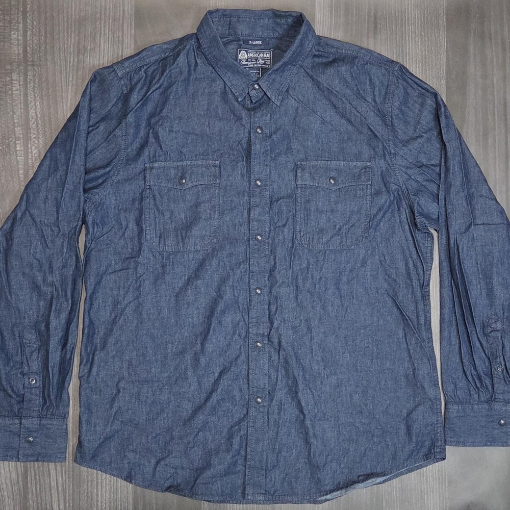 American Rag Cie Men's Blue Denim Cotton Shirt Size XL